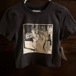 NWT, Urban Outfitter, Cropped Tee, Size L, FU or Middle Finger Graphic